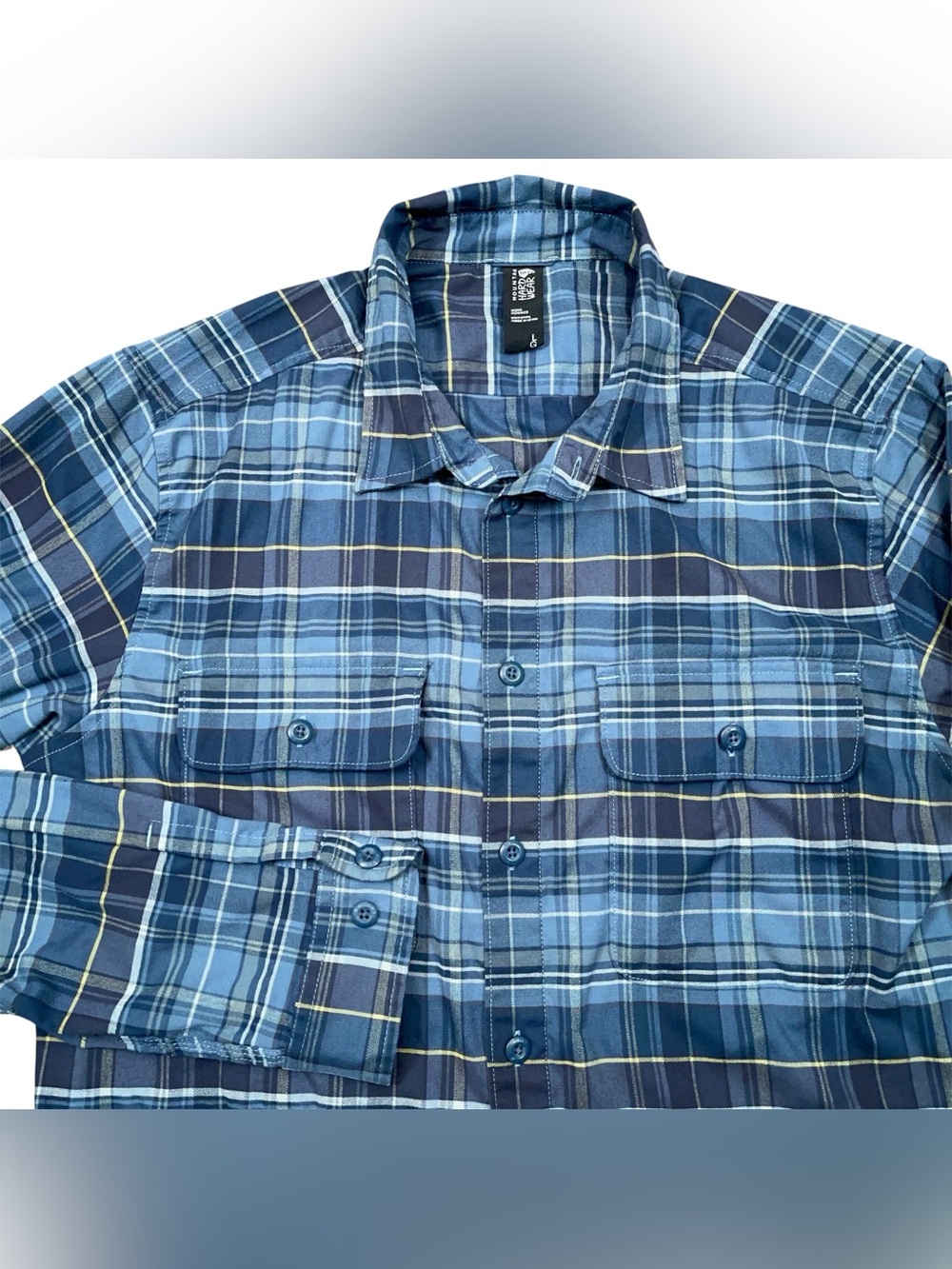 Mountain Hardwear Voyager One Blue Plaid Outdoor Shirt Men’s Large